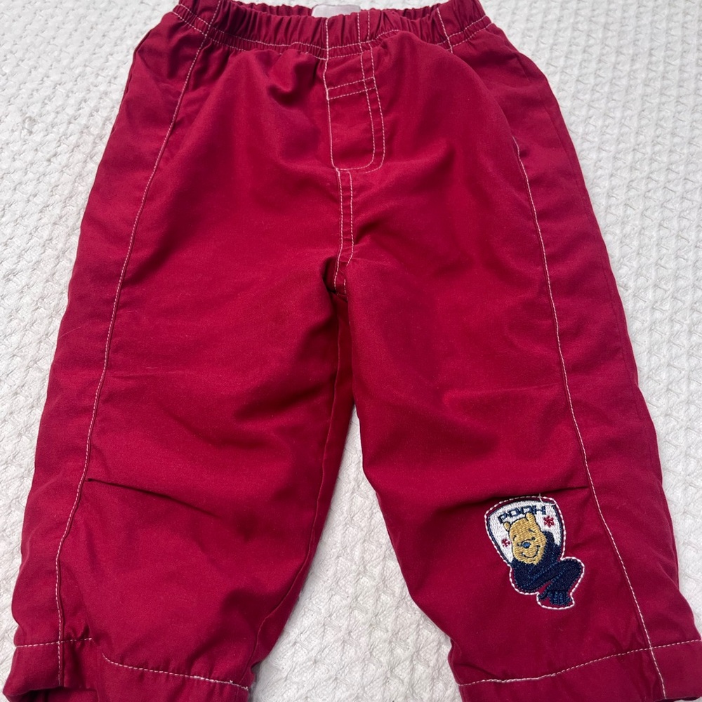 Disney Kids Red Sweatpants with Bear Patch
